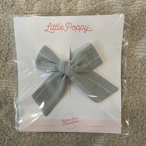 Little Poppy Co bow bows blue striped long tail baby toddler clip hair